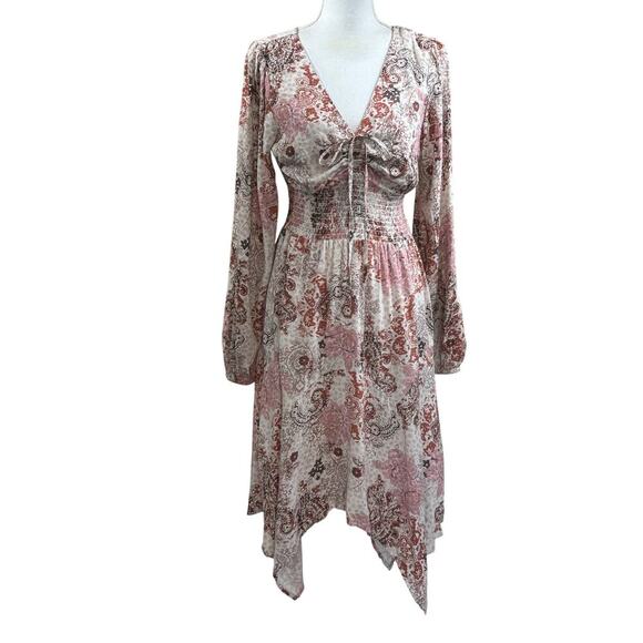 Beyond the Radar dress, cream/pink, bohemian, peasant, romantic, feminine, soft - Picture 1 of 6